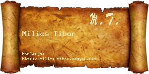 Milics Tibor névjegykártya
